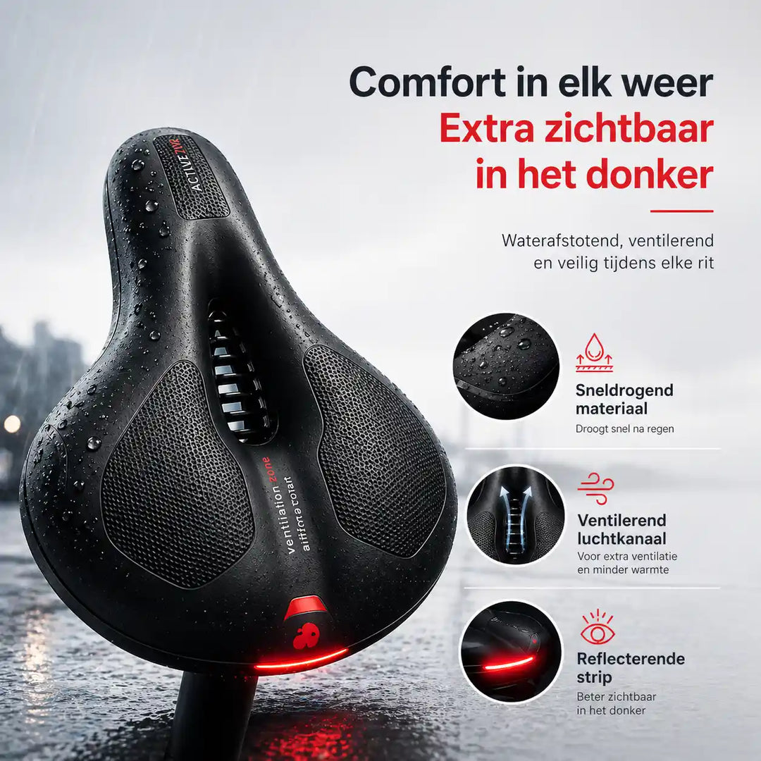 Ergonomisk komfortcykelsadel med urtag – med 2 tum tjockt skumgummi och vattentätt PU-läder