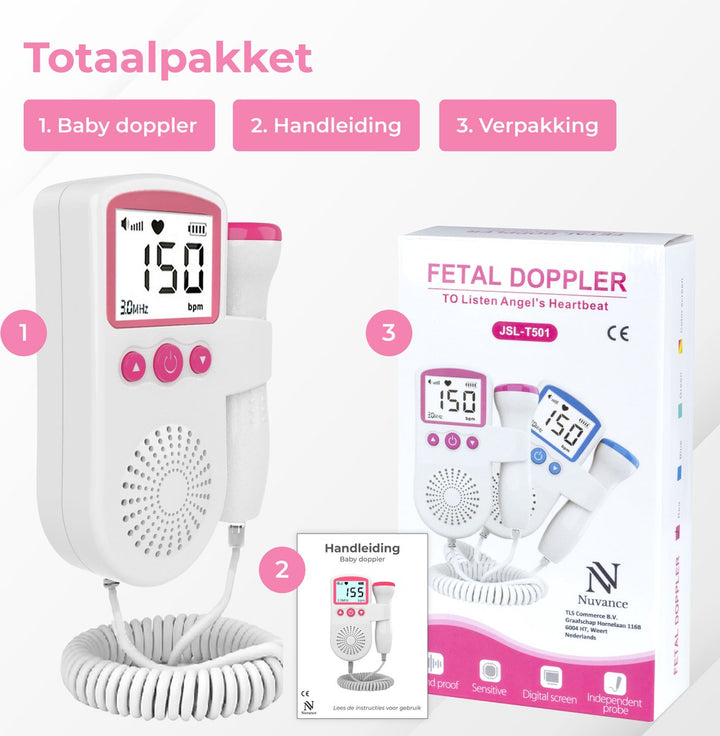 Doppler fosterhjärtfrekvensmätare för gravida kvinnor, ultraljudsteknik med LCD-skärm