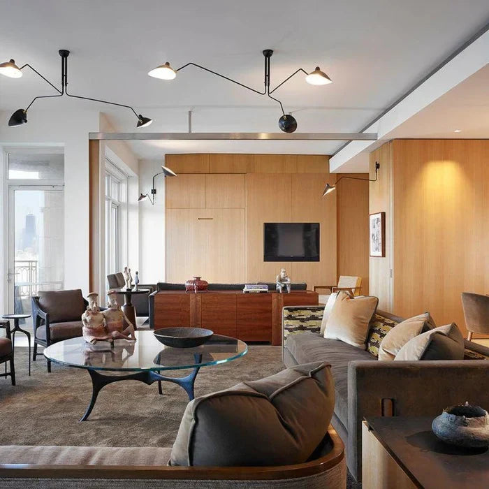 Svart taklampa med vridbara armar – modern design