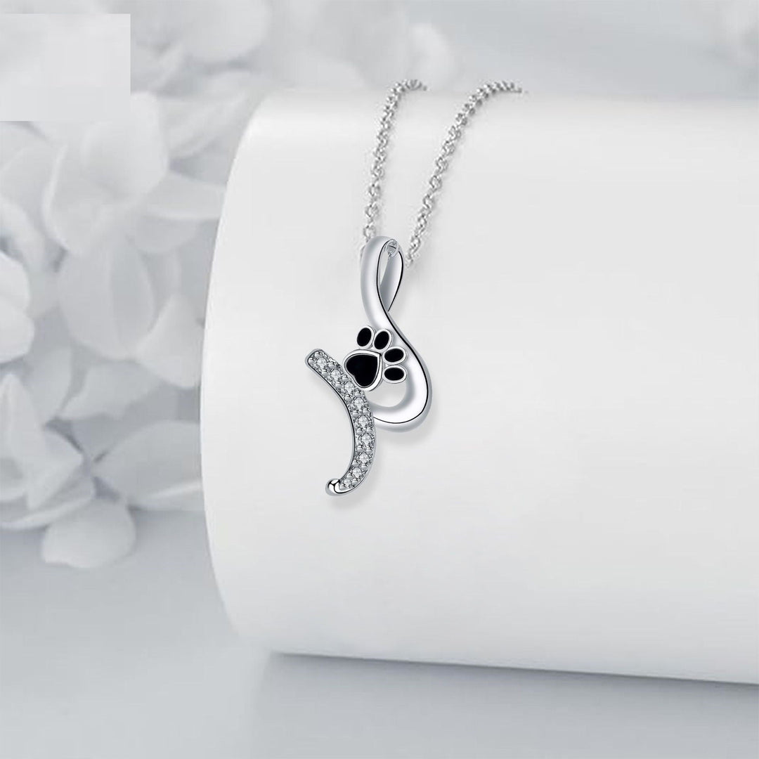 Söt Tassavtryck Hänge Halsband