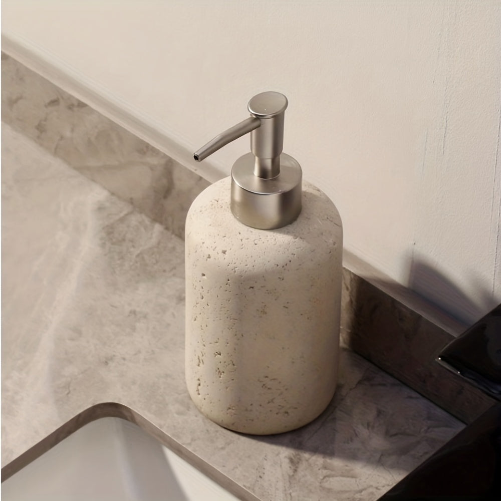 Tvålpump i marmor – Lyxig dispenser i resin med pump i rostfritt stål för badrum eller kök