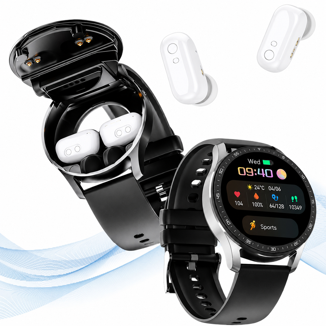PrestigeTrack EchoWrist | Smartklocka med Bluetooth-hörlurar för fitness- och hälsoövervakning