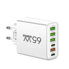 PowerMax 65W 6-i-1 snabbladdare – Laddar upp till 6 enheter samtidigt – Idealisk för hem, kontor och resor