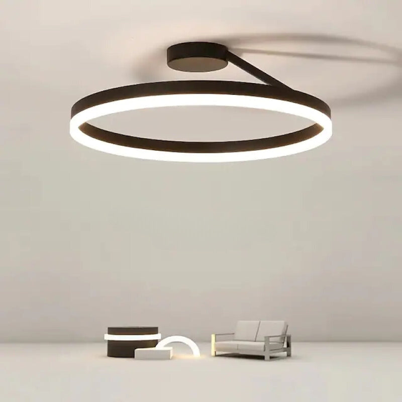 Arisha modern LED-taklampa i ring, svart/vit, vardagsrum, hall, metall