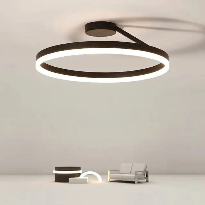 Arisha modern LED-taklampa i ring, svart/vit, vardagsrum, hall, metall