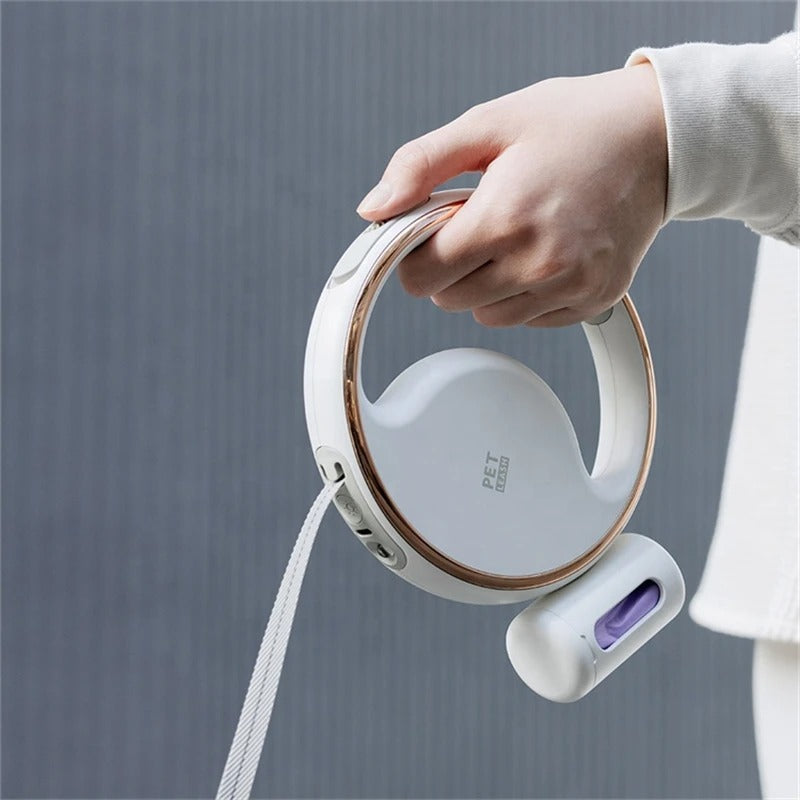 Automatiskt hundkoppel med LED – ergonomiskt handtag och säkerhetsljus