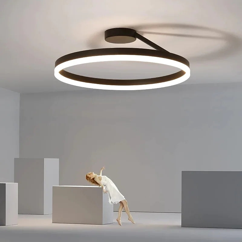 Arisha modern LED-taklampa i ring, svart/vit, vardagsrum, hall, metall