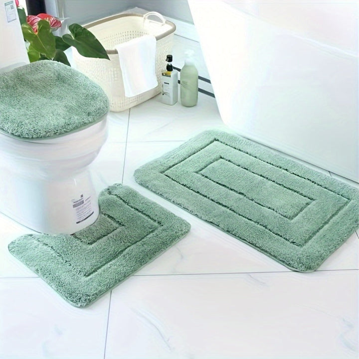 Set med badrumsmattor i mikrofiber, 3 delar – snabbtorkande och absorberande