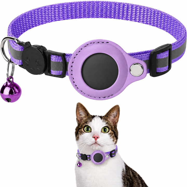 Justerbart katthalsband med GPS och reflex