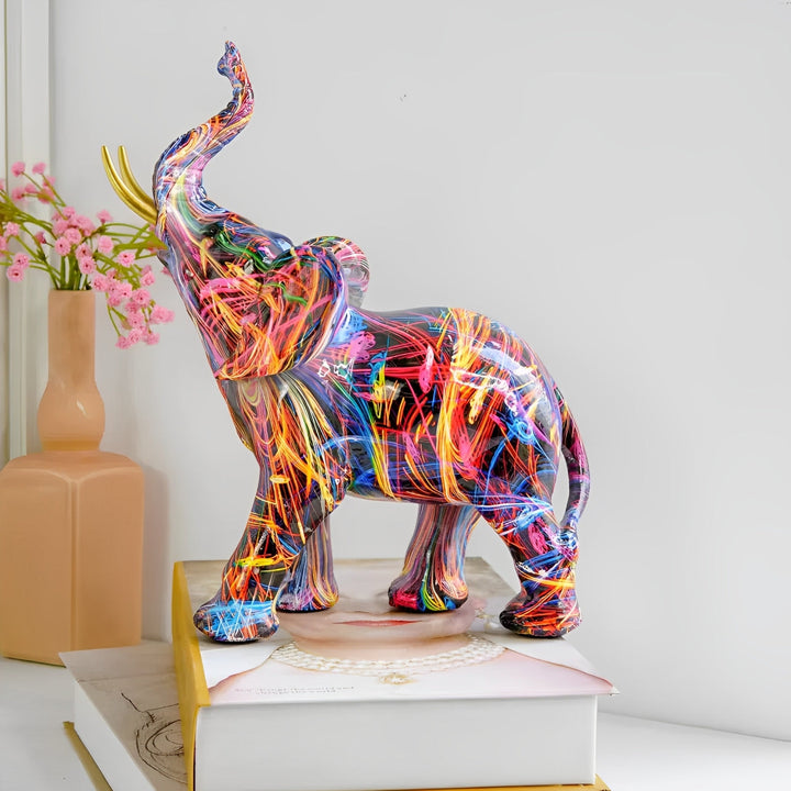 Abstrakt elefant - handgjort konstföremål med lyckosymbol