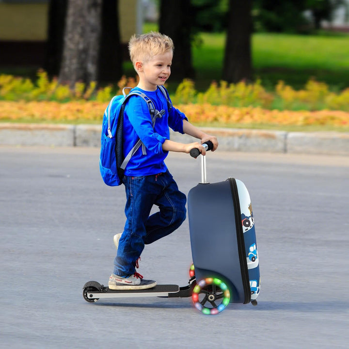 2-i-1 scooterväska för barn med LED-hjul