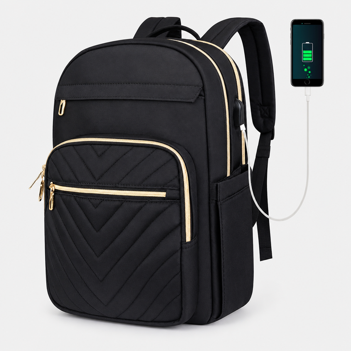 Stilren tech-ryggsäck för dam – USB & 15.6" – Carriro