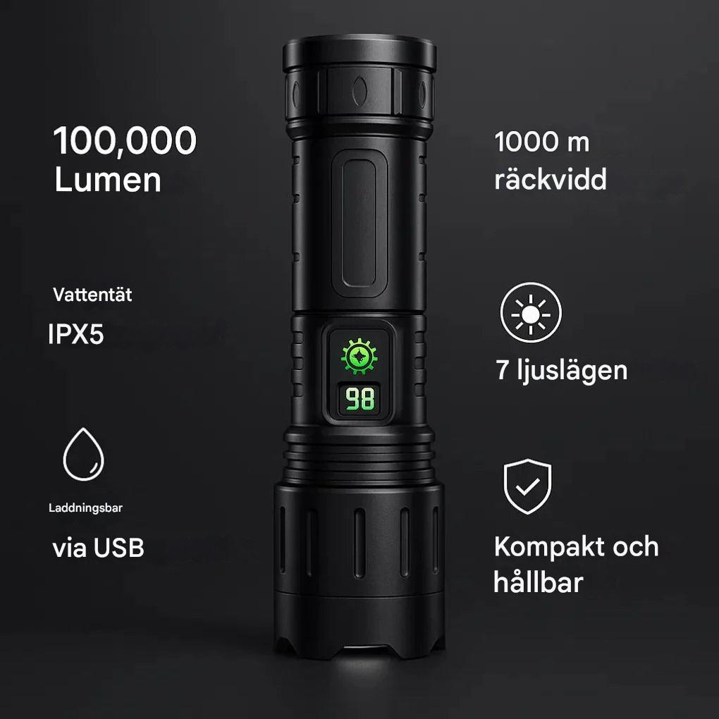 100 000 lumen ficklampa