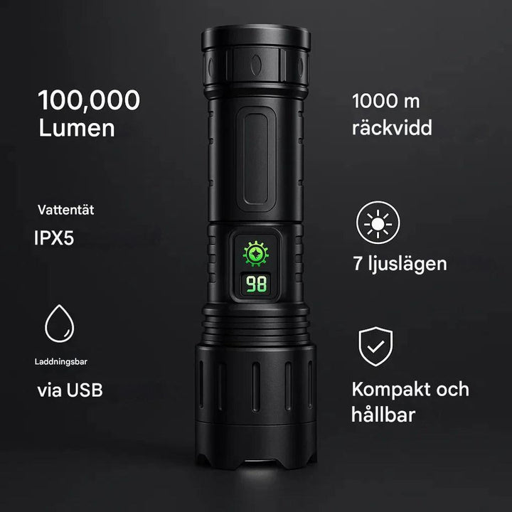 100 000 lumen ficklampa