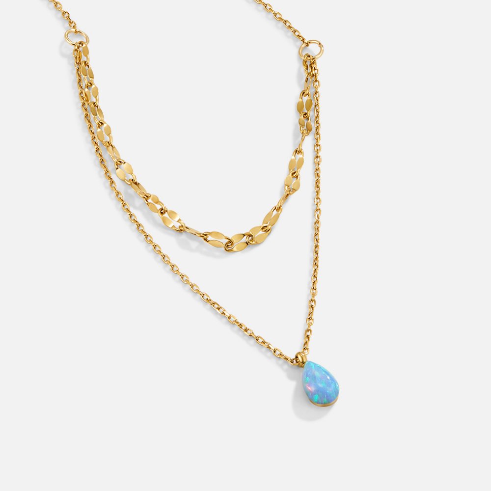 Blå opal Droppe Halsband i lager