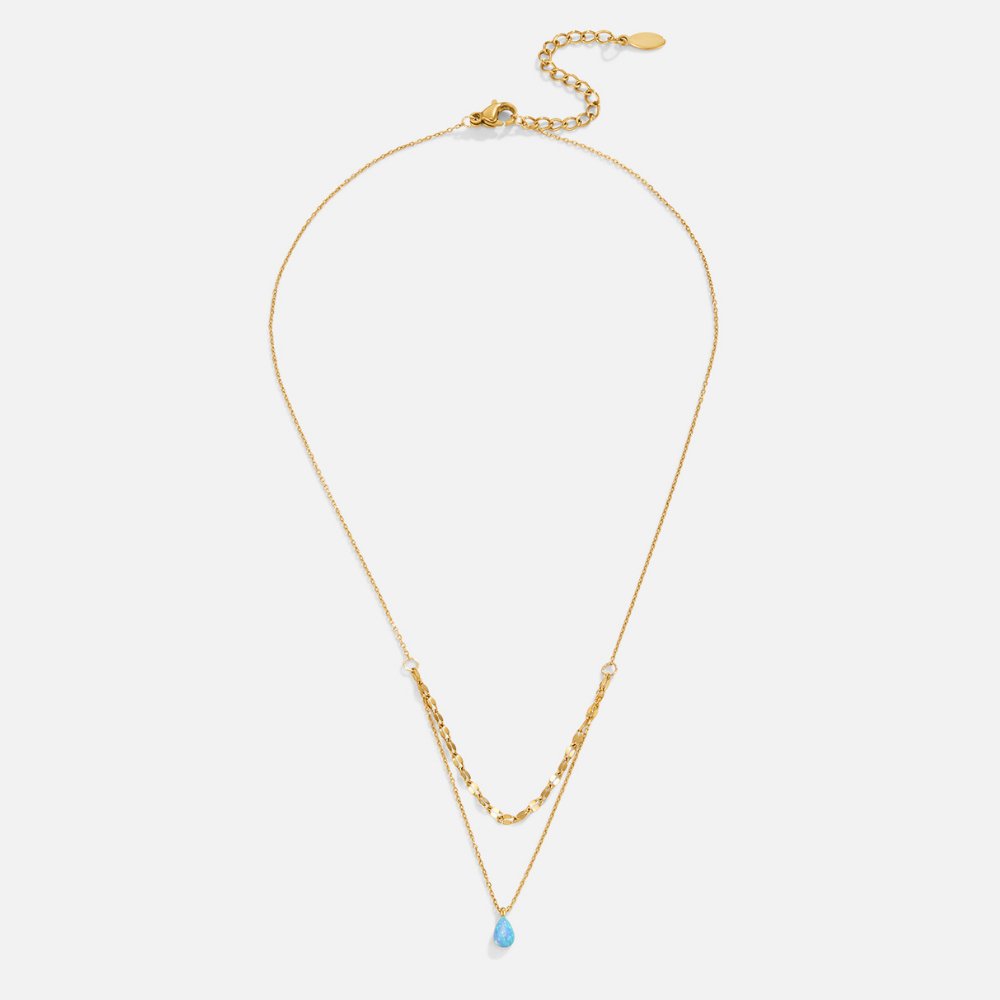 Blå opal Droppe Halsband i lager