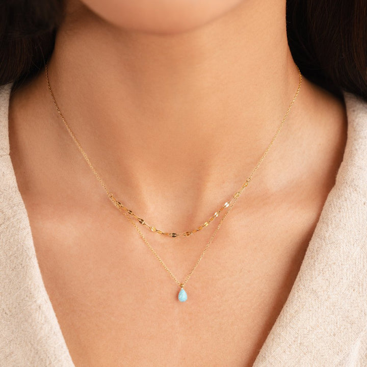 Blå opal Droppe Halsband i lager