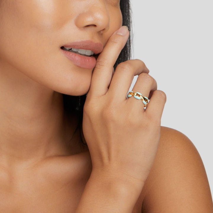 Elegant silverring med kedjelänkar och förfinad detalj