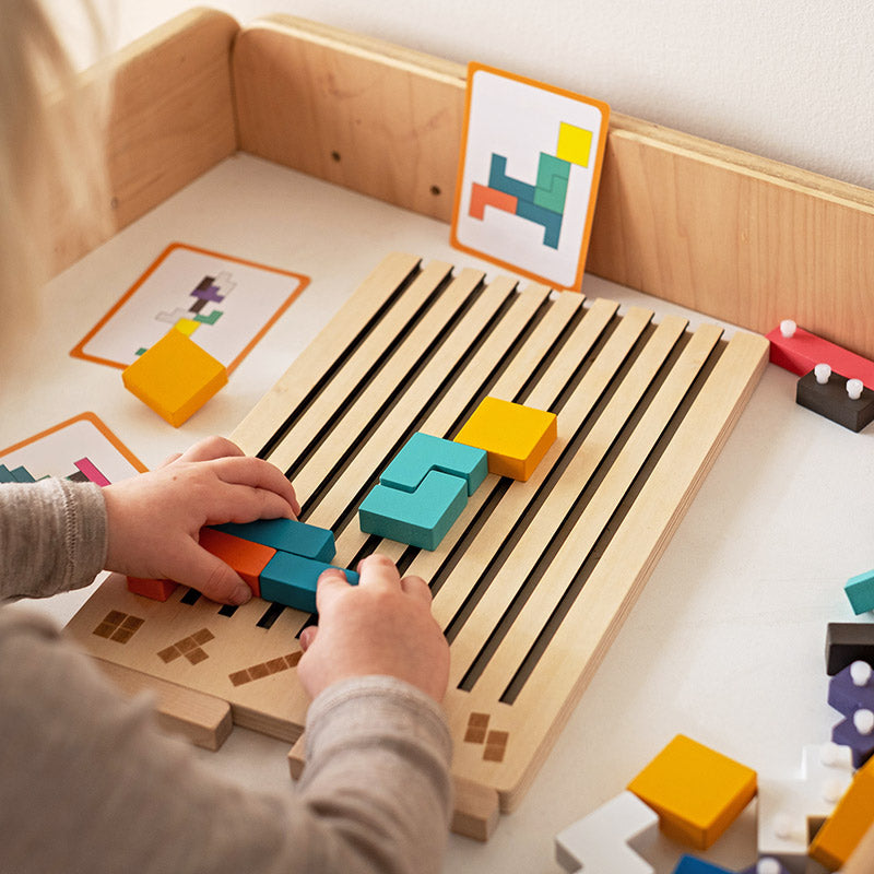 Montessori-tetrispussel i trä för stapling – lärorik leksak