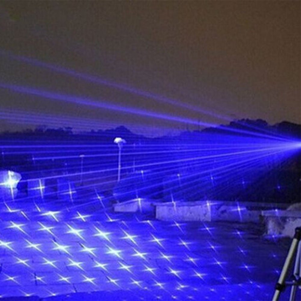 Blå Laserlampa | Högintensiv Optisk Effekt 450nm | Taktisk Räckvidd Över 5000m | Aluminiumficklampa med Justerbar Fokusering | Ficklampa med Termisk Tändningsförmåga