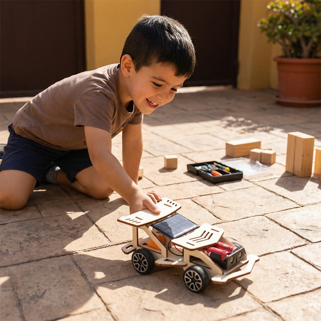 Byggsats i trä inom STEM för barn från 8 år, välj mellan 8 modeller