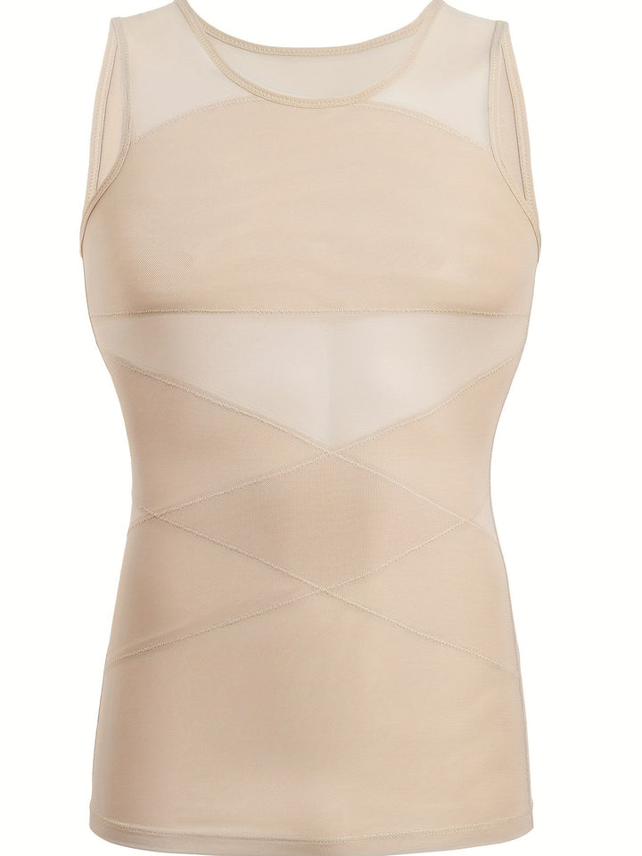 Shapewear-linne för herr med magkontroll, ärmlöst undertröja