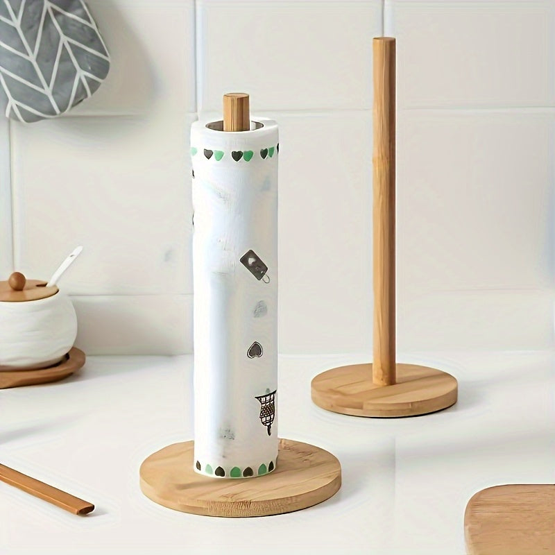 Hushållspappershållare i bambu med naturlig finish – Elegant och praktisk för köksbänken