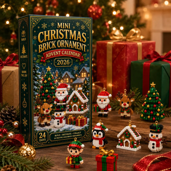 Adventskalender med julbyggklossar och 24 hängande minianhänger