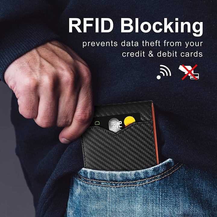 Slim RFID-plånbok för Herr | Korthållare i Läder | Svart