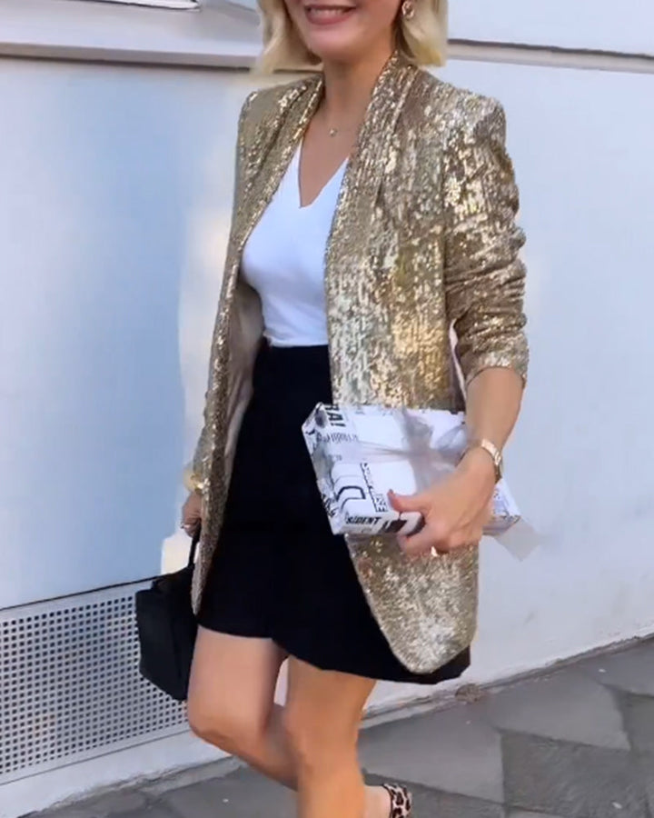 Guldfärgad glitterjacka med paljetter - Rosamund