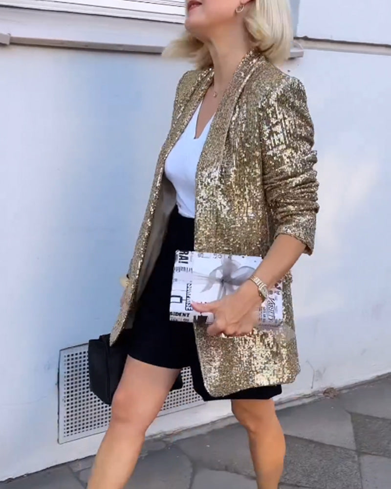 Guldfärgad glitterjacka med paljetter - Rosamund