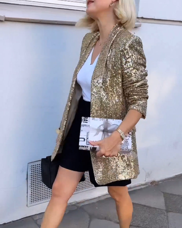Guldfärgad glitterjacka med paljetter - Rosamund