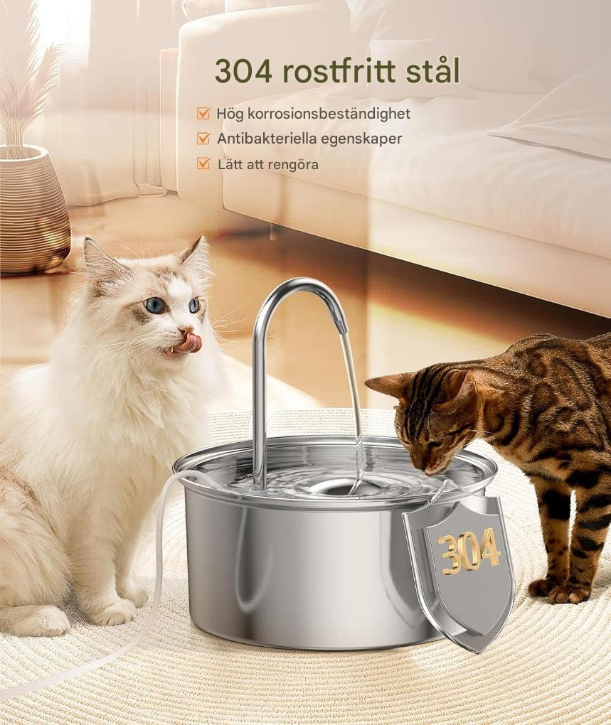 Vattenfontän i rostfritt stål för katter och små hundar