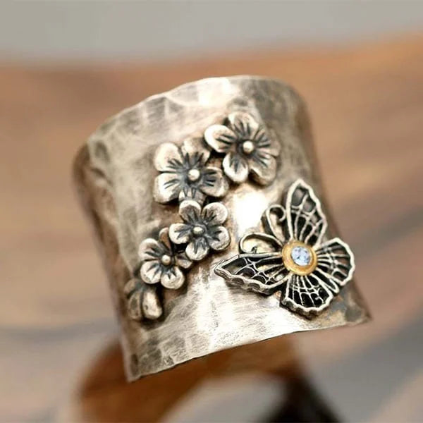 Bi Blomma Fjäril Bred Ring