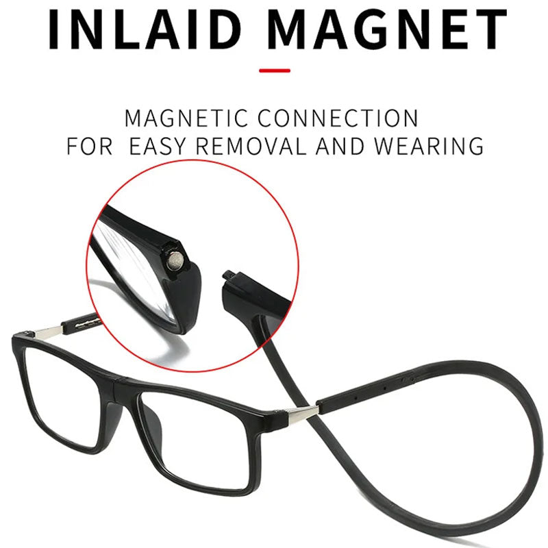 Läsglasögon med magnetisk nackhängare och blåljusfilter med förlustskydd