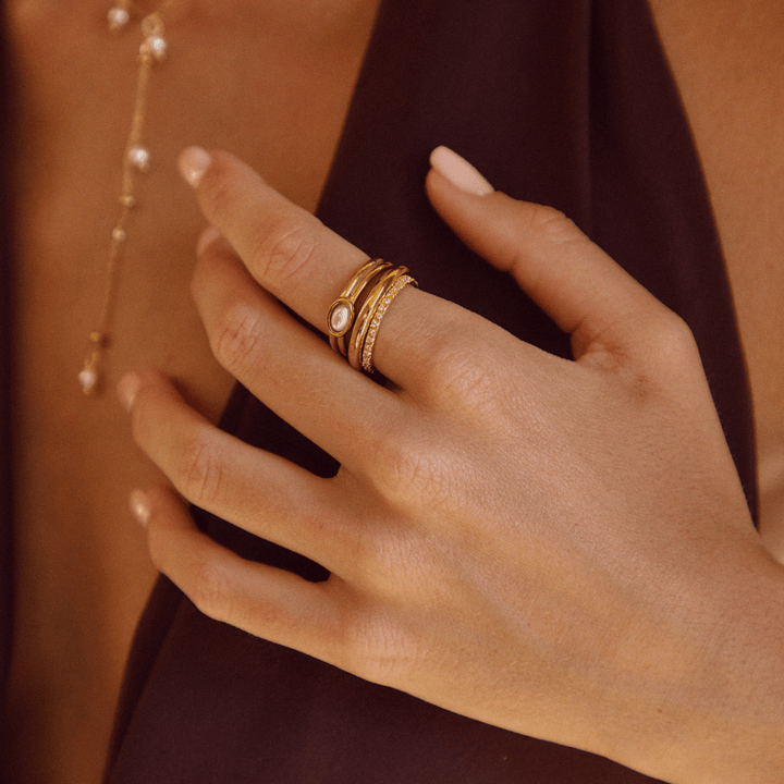 Chunky Ring i guld med pärlor