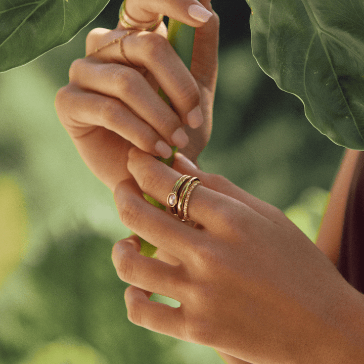 Chunky Ring i guld med pärlor