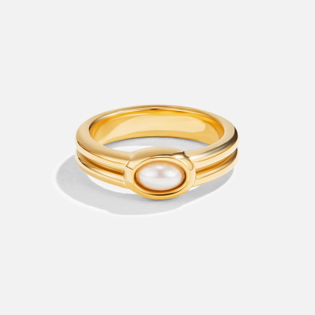 Chunky Ring i guld med pärlor