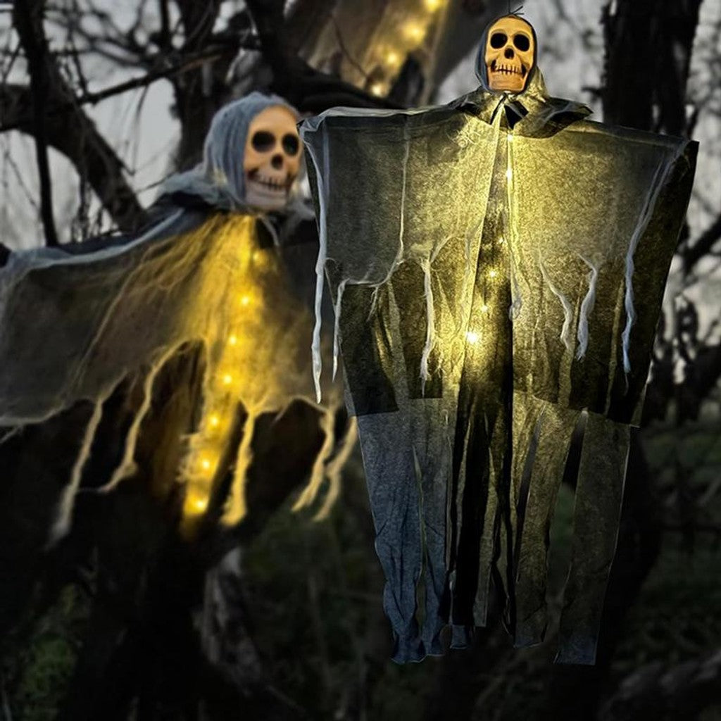 Halloweendekorationer Skräck Hängande Spöke Skalle Skelettrekvisita Perfekt För Hem Utomhus Trädgård Festtillbehör Festivaldekorationer — bild 3