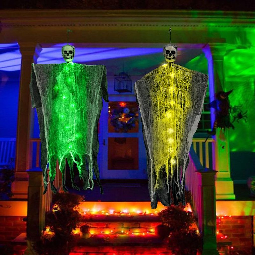 Halloweendekorationer Skräck Hängande Spöke Skalle Skelettrekvisita Perfekt För Hem Utomhus Trädgård Festtillbehör Festivaldekorationer — bild 4