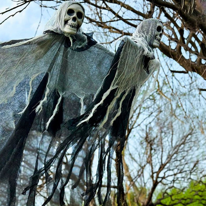 Halloweendekorationer Skräck Hängande Spöke Skalle Skelettrekvisita Perfekt För Hem Utomhus Trädgård Festtillbehör Festivaldekorationer — bild 5