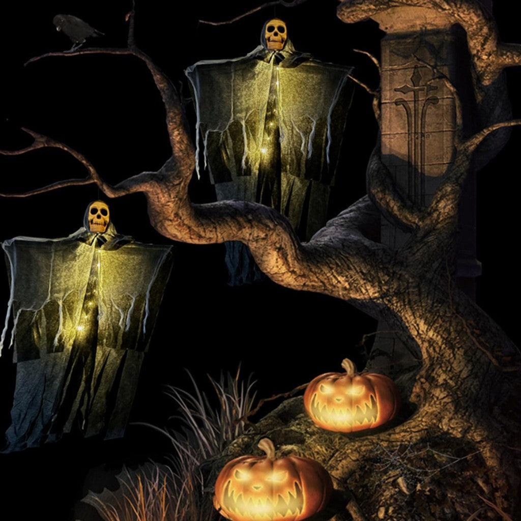 Halloweendekorationer Skräck Hängande Spöke Skalle Skelettrekvisita Perfekt För Hem Utomhus Trädgård Festtillbehör Festivaldekorationer — bild 7