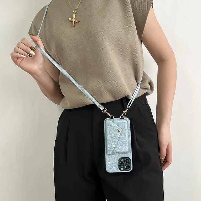 Crossbody-telefonfodral i syntetiskt tyg - med nyckelband och inbyggd korthållare