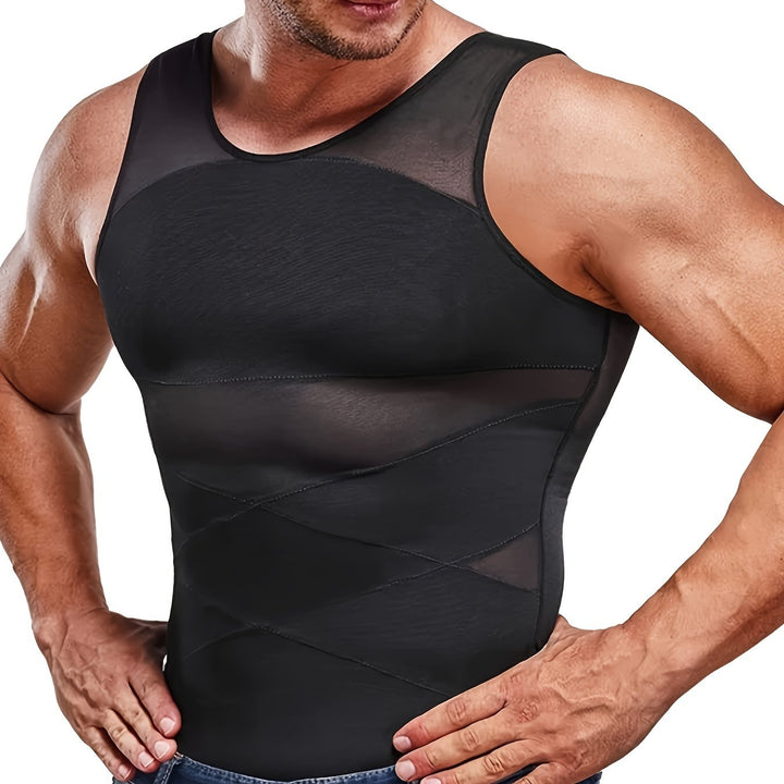 Shapewear-linne för herr med magkontroll, ärmlöst undertröja