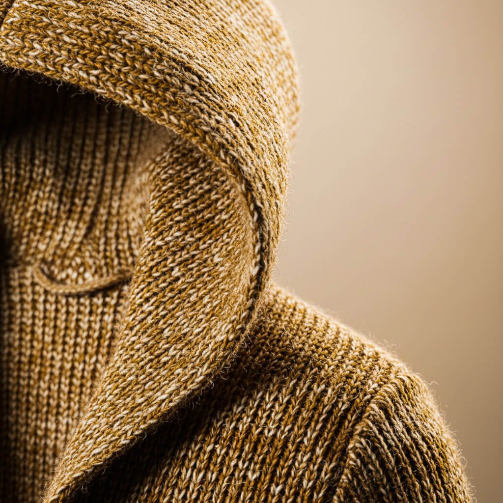Stickad cardigan herr med huva – Chunky knit duffel-cardigan