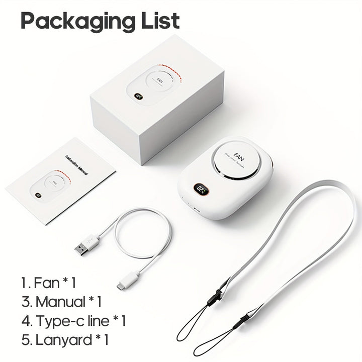 Uppladdningsbar mini halsfläkt via USB – Lätt med justerbara hastigheter