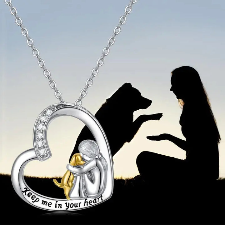 Halsband i sterlingsilver – Hjärta & Hund design med zirkonia