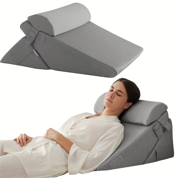 RelaxPlus justerbar ortopedisk kilkudde – premium minnesskumsystem 7-i-1