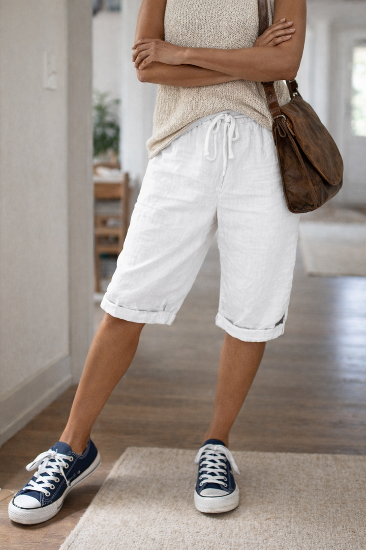 Anna Modehus Eva Jansson Dam Bermuda Shorts Justerbar Dragsko Khaki