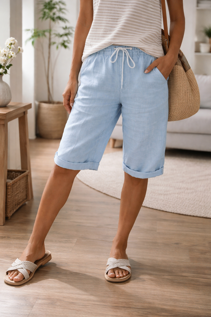 Anna Modehus Eva Jansson Dam Bermuda Shorts Justerbar Dragsko Khaki